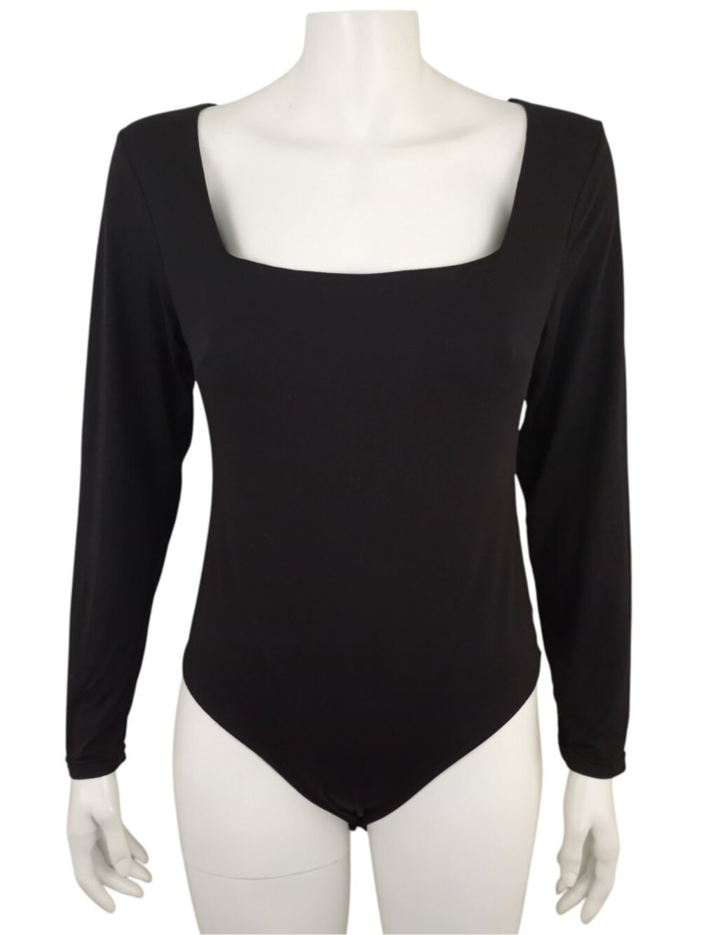 REORIA Black Basic Sexy Square Neck Double Lined Bodysuit sz Large